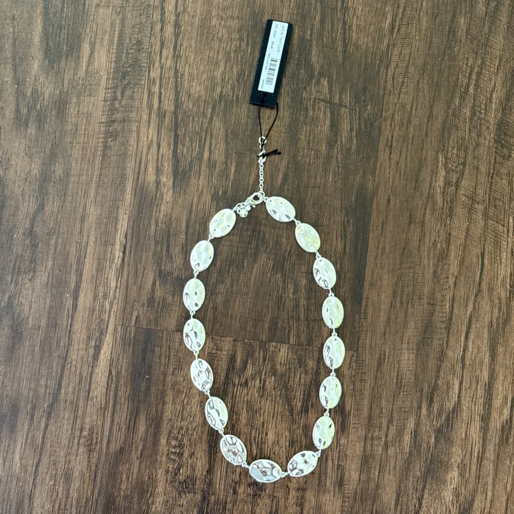 Ann Taylor textured metal disc Silver Necklace - Picture 10 of 15